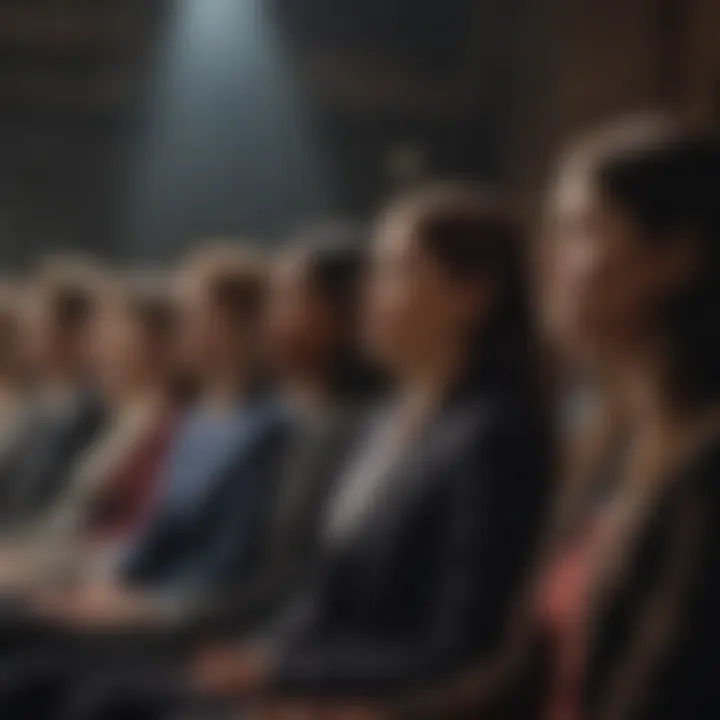 Participants practicing public speaking techniques in a supportive environment