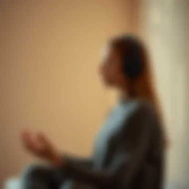 Immersion in Spiritual Practices A person meditating with headphones, immersed in a spiritual podcast