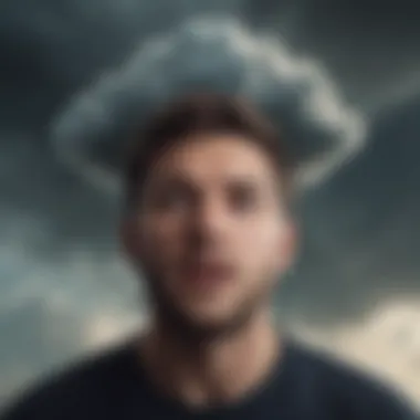 Illustration showing a storm cloud hovering over a person's head representing the mental turmoil of anxiety