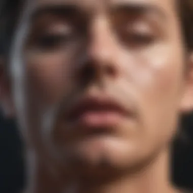 Close-up of a person practicing meditation with focused breath