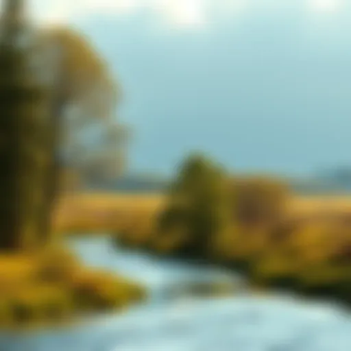 Serene Landscape for Spiritual Reflection A serene landscape with a peaceful river and trees