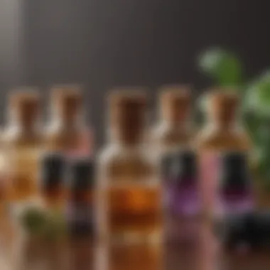 A collection of aromatherapy essential oils in elegant bottles