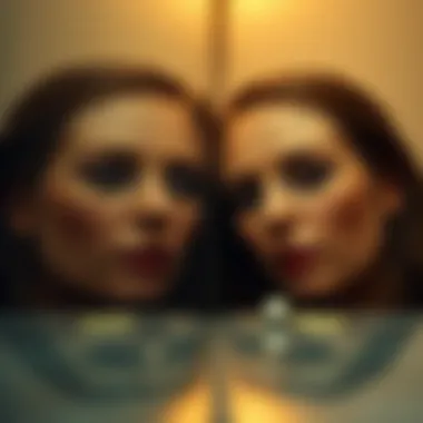 Reflections of Loyalty A reflective surface showing dual faces, representing conflicting loyalties.