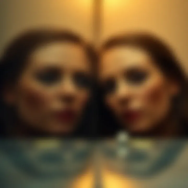 Reflections of Loyalty A reflective surface showing dual faces, representing conflicting loyalties.
