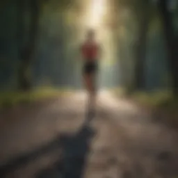 A person running in a serene environment
