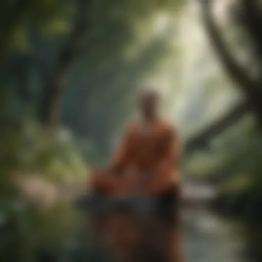 Calm meditation scene with nature