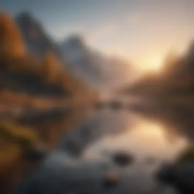 Mountain Serenity at Dawn Illustration symbolizing inner peace through a serene mountain landscape at sunrise