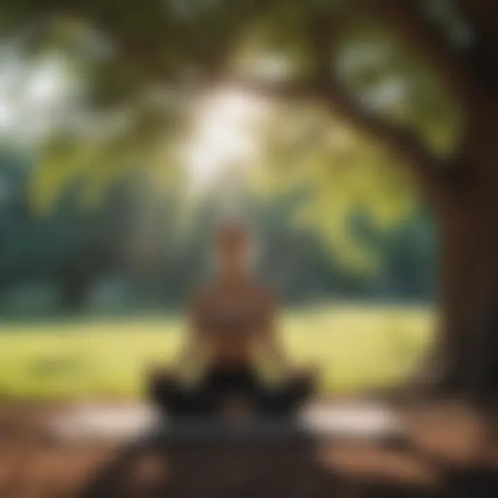 Illustration of a person practicing mindfulness meditation under a tree