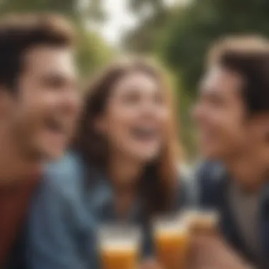 Bonding with True Friends Illustration showing a diverse group of friends laughing and enjoying each other's company