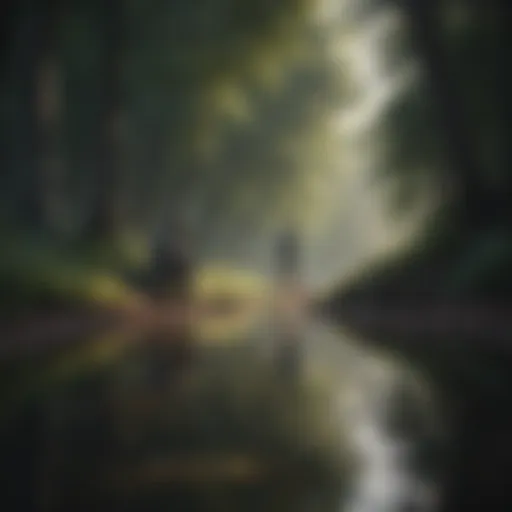 A serene landscape depicting a solitary figure in nature