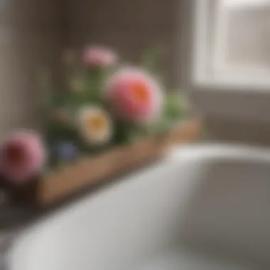 Floral Arrangement on Bathtub Rack Tray