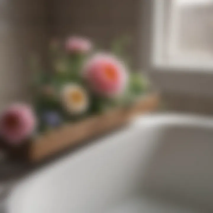 Floral Arrangement on Bathtub Rack Tray