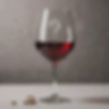 Glass of wine with a question mark symbolizing uncertainty