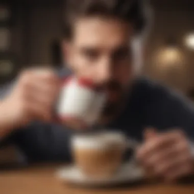 Man pouring alcohol into a coffee mug