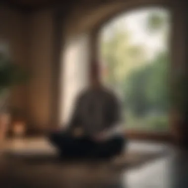 A person practicing mindfulness through meditation in a tranquil setting