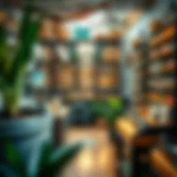 A serene local shop showcasing a variety of essential oils