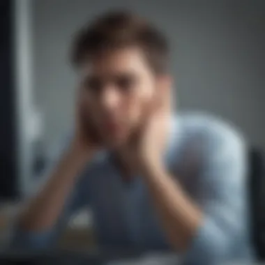 A person looking exhausted while staring at a computer screen.