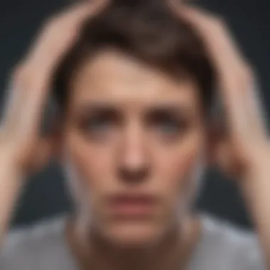 Close-up of a person holding their head in distress, illustrating the physical manifestations of anxiety.