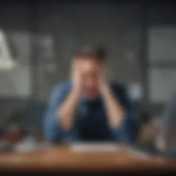 An abstract illustration depicting the various emotional symptoms of workplace stress, such as anxiety and frustration.