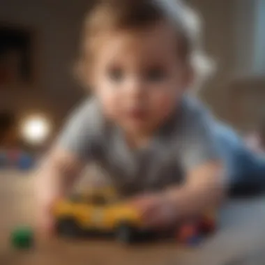 Toddler engaging in imaginative play with toys