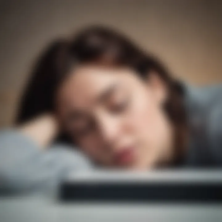 Illustration of a person struggling to concentrate due to sleep deprivation