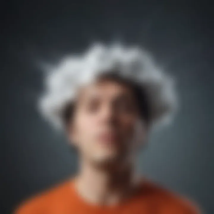 Illustration showing a storm cloud over a person's head symbolizing mood disturbances from lack of sleep