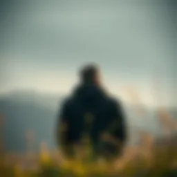 A solitary figure contemplating in a serene environment