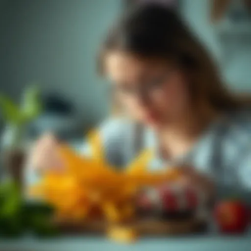 Abstract representation of overeating and its psychological triggers