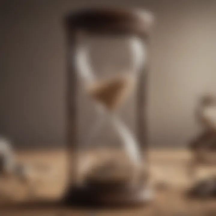 Illustration showcasing the journey from chaos to clarity with a broken hourglass and mended clock