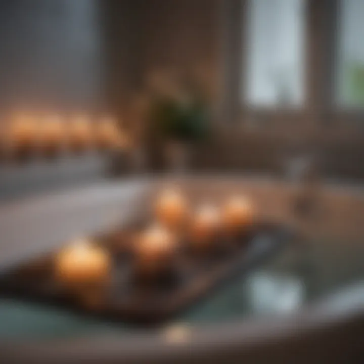 Lit Candles on Bathtub Rack Tray