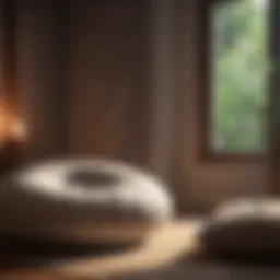 Luxurious meditation cushion in a serene environment