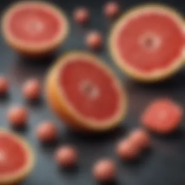 Illustration of medication bottles with grapefruit