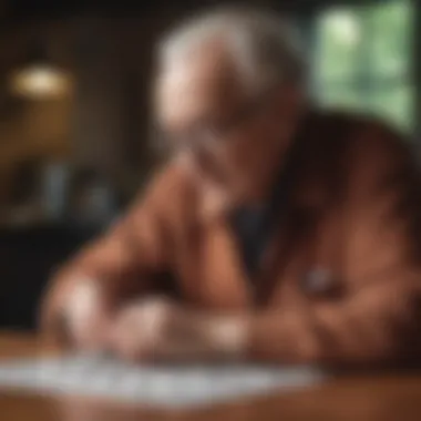 An elderly person engaging in a crossword puzzle