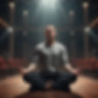Mindful Meditation for Calmness in Public Speaking Abstract artwork depicting a person engaging in mindful meditation to stay calm during public speaking
