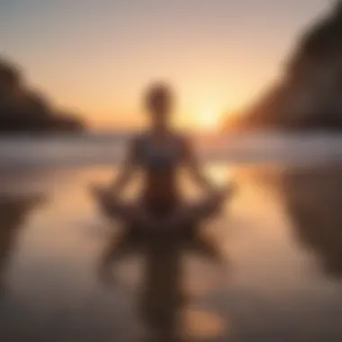 Yoga pose by the beach at sunrise