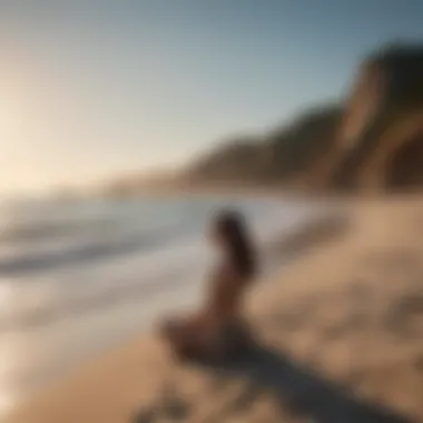 Woman practicing mindfulness on the beach