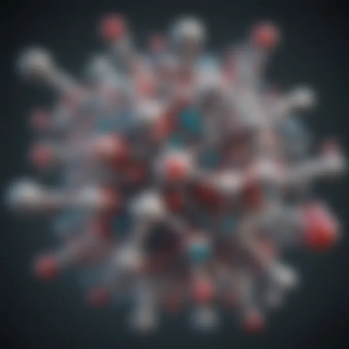 Illustration showing intricate molecular structure of the common drug for bipolar disorder