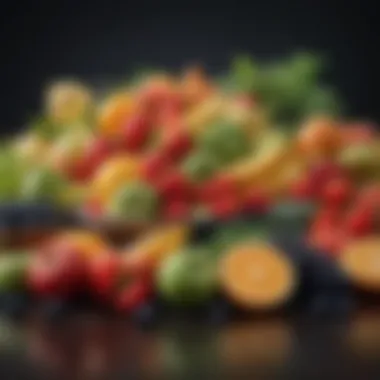 Fresh fruits and vegetables, essential for a balanced diet to combat hives.
