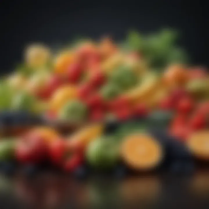 Fresh fruits and vegetables, essential for a balanced diet to combat hives.