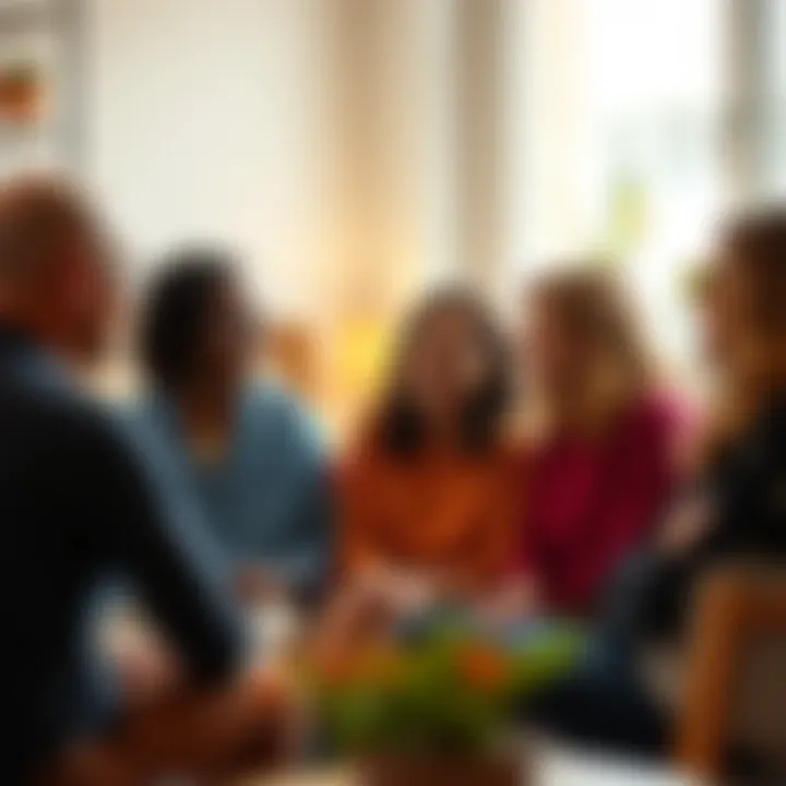 A supportive group of friends engaging in conversation