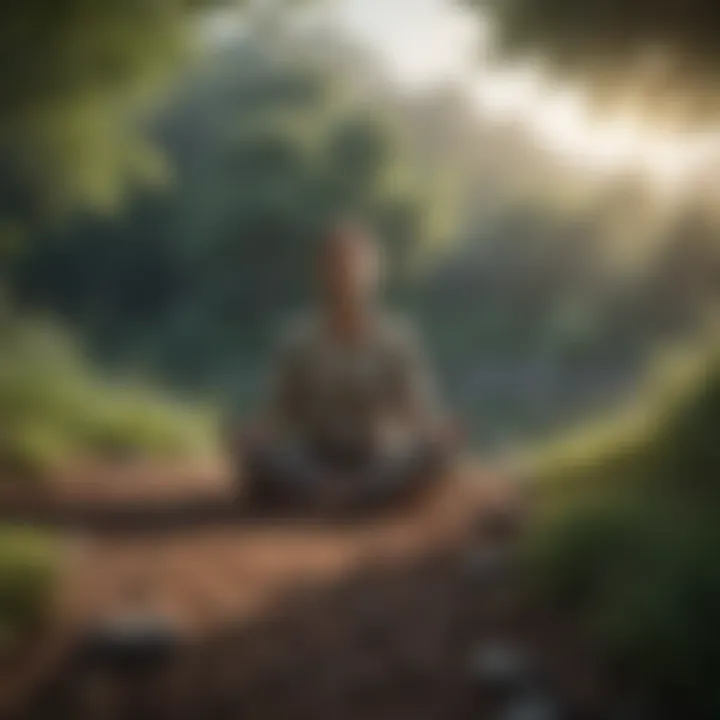 Illustration of a person meditating in a serene setting