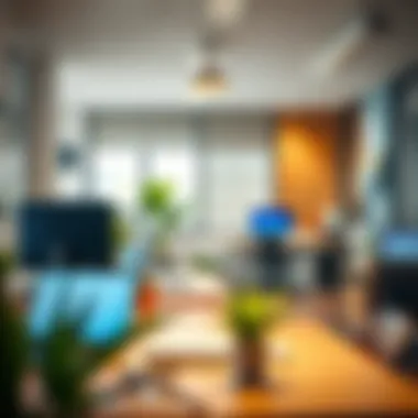 Supportive Workplace for Mental Wellness A serene office environment promoting mental wellness.