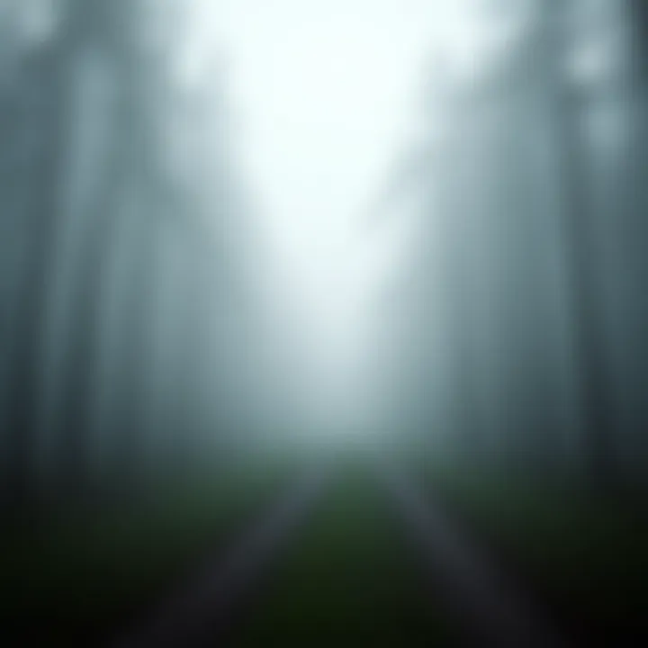 Journey Through the Unknown A serene landscape depicting a pathway through a misty forest, symbolizing the journey through depression.