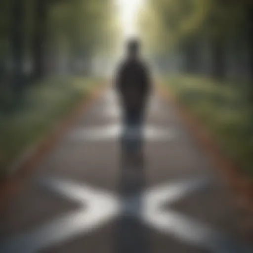 Person standing at a crossroads contemplating choices