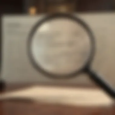 Magnifying glass focusing on legal document