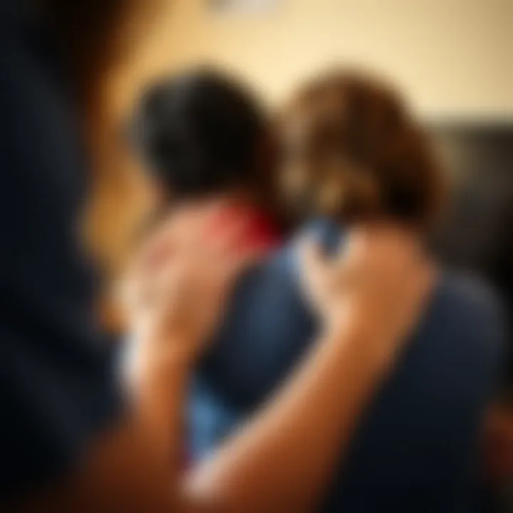 Supportive hands on a shoulder