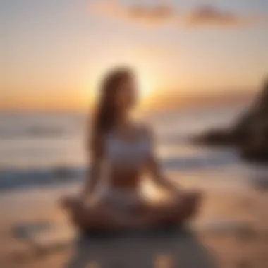 Person doing yoga at sunrise