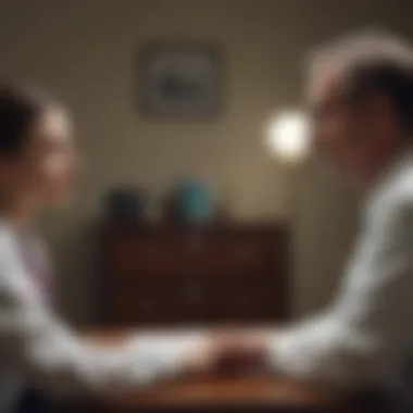 Psychiatrist Patient Interaction A psychiatrist engaging with a patient during an evaluation.