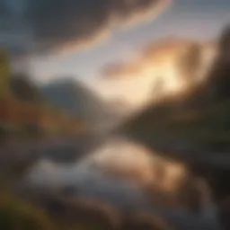 A serene landscape representing tranquility and healing for addiction recovery