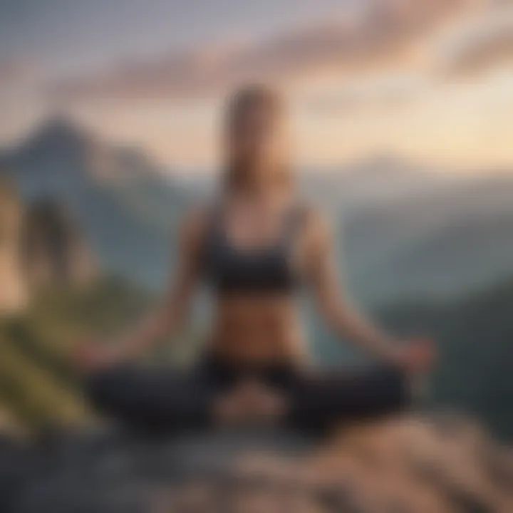 Person practicing yoga on a serene mountaintop